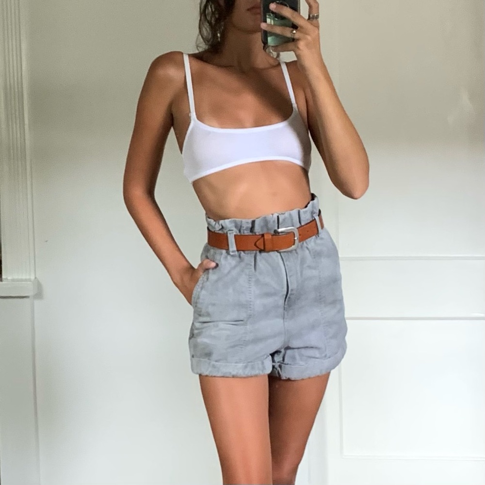 IRO Paris gray denim high waist shorts